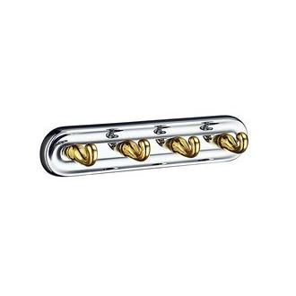 Smedbo K259V 1 3/4 in. 4 Hook Towel Hook in Polished Chrome with Polished Brass Accents from the Villa Collection
